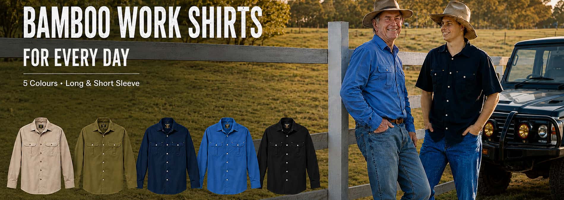 Bamboo work shirts in five colours with long and short-sleeve styles